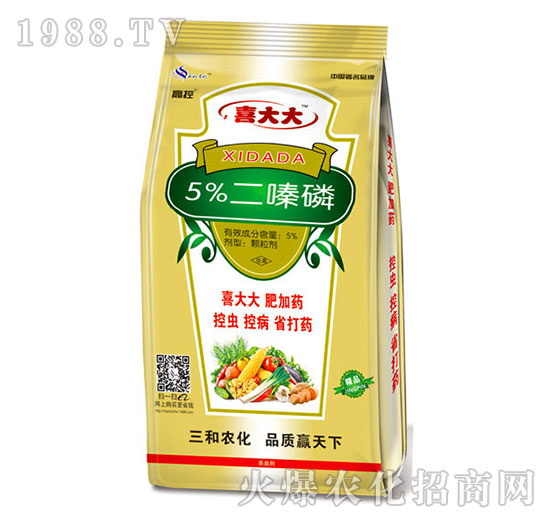 喜大大蔬菜瓜果型藥肥-5%二嗪磷-天潤(rùn)三禾