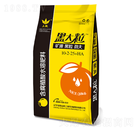 含腐植酸水溶肥料10-2-25+HA-黑大粒-三微生物