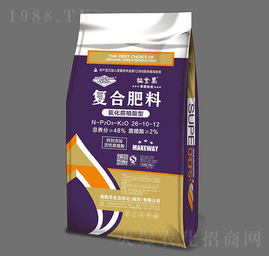 氨化腐植酸型復合肥料26-10-12-粒金黑-美凱華