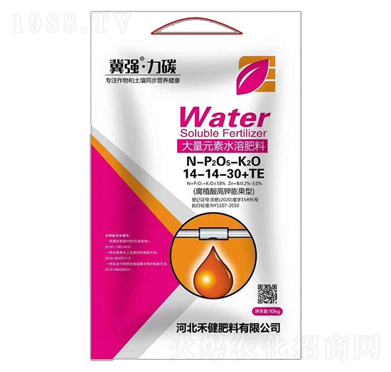 腐植酸高鉀膨果型大量元素水溶肥料14-14-30+TE-冀強·力碳-禾健肥料
